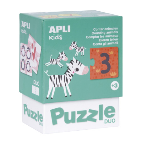 Puzzle dwuczęściowe Apli Kids - Liczenie zwierzątek 3+