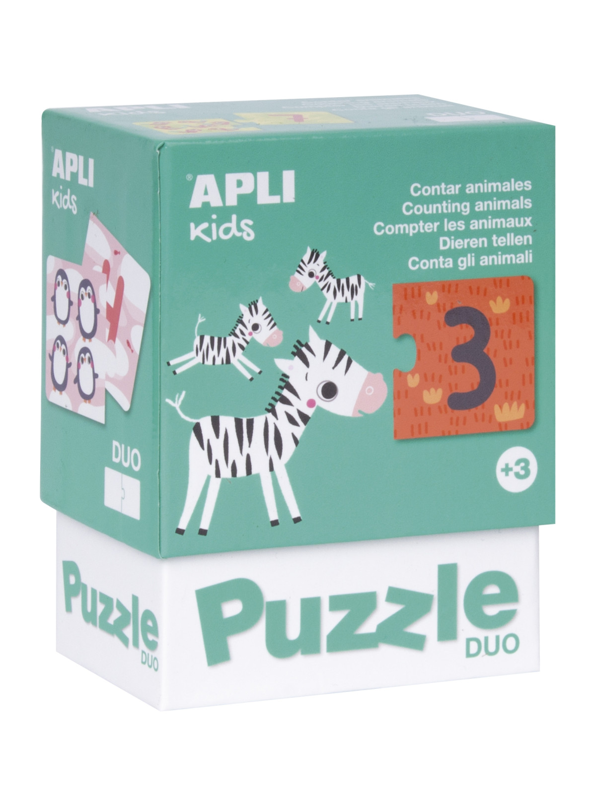 Puzzle dwuczęściowe Apli Kids - Liczenie zwierzątek 3+