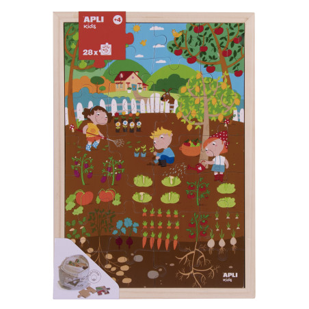 Drewniane puzzle w ramce Apli Kids - Ogród 4+