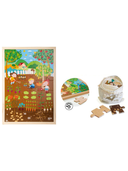 Drewniane puzzle w ramce Apli Kids - Ogród 4+