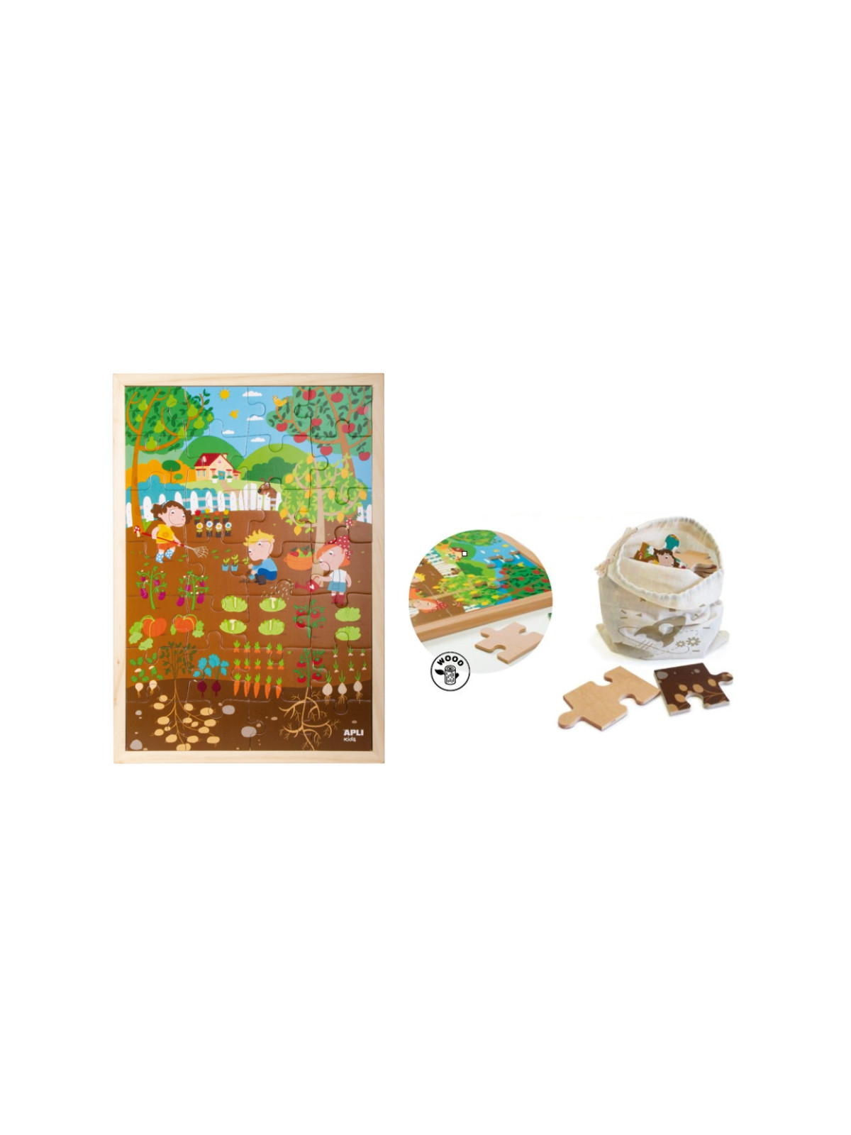 Drewniane puzzle w ramce Apli Kids - Ogród 4+