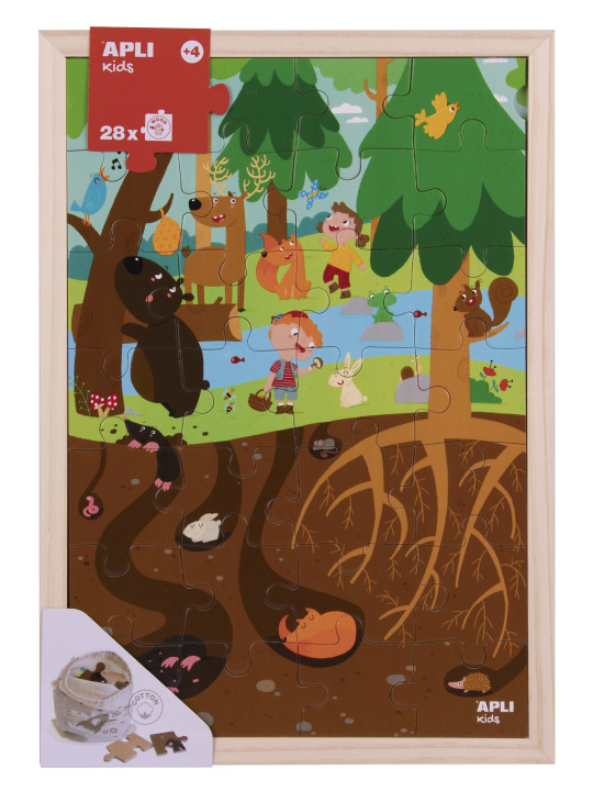 Drewniane puzzle w ramce Apli Kids - Las 4+