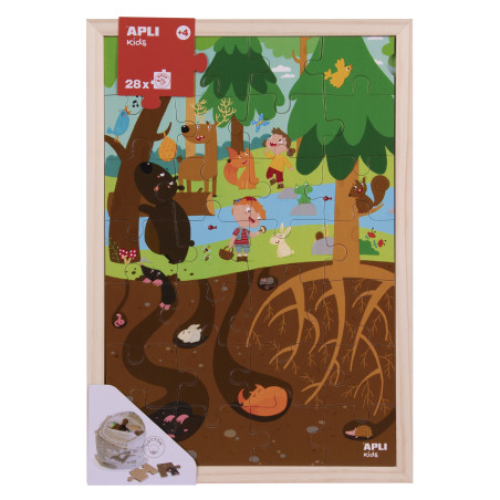 Drewniane puzzle w ramce Apli Kids - Las 4+