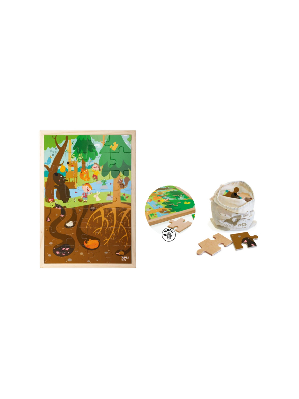 Drewniane puzzle w ramce Apli Kids - Las 4+