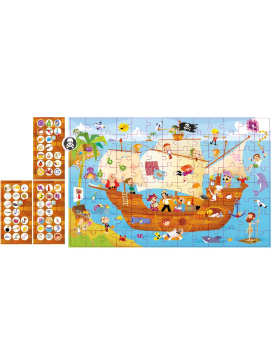 Puzzle obserwacyjne Apli Kids - Statek piratów 104 el.5+