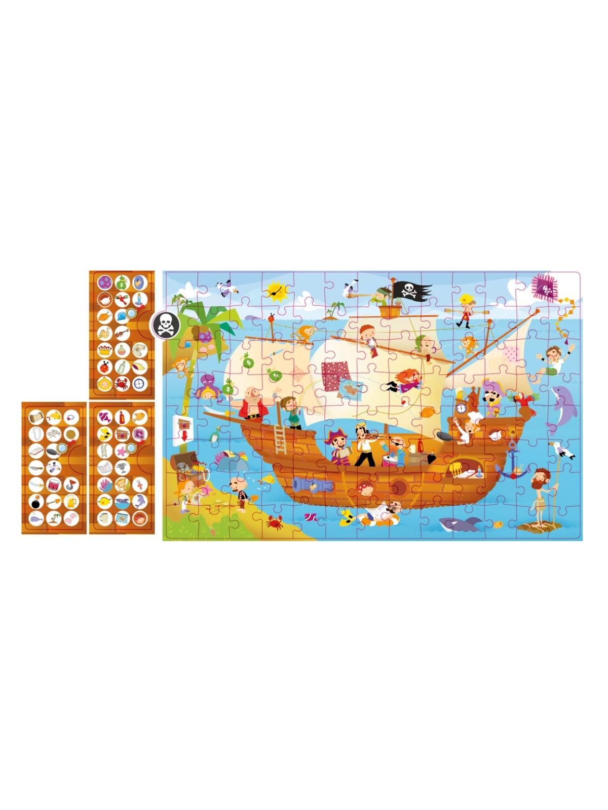 Puzzle obserwacyjne Apli Kids - Statek piratów 104 el.5+