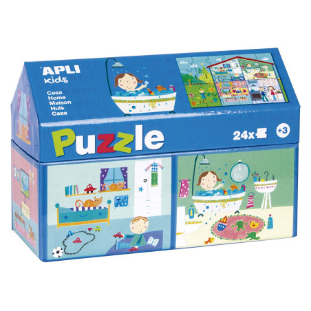 Puzzle w kartonowym domku Apli Kids - W domu 3+