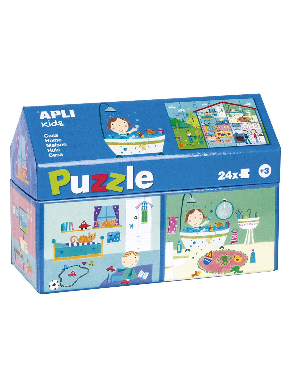 Puzzle w kartonowym domku Apli Kids - W domu 3+