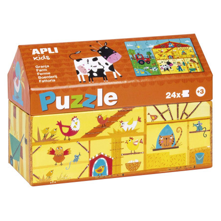 Puzzle w kartonowym domku Apli Kids - Na wsi 3+