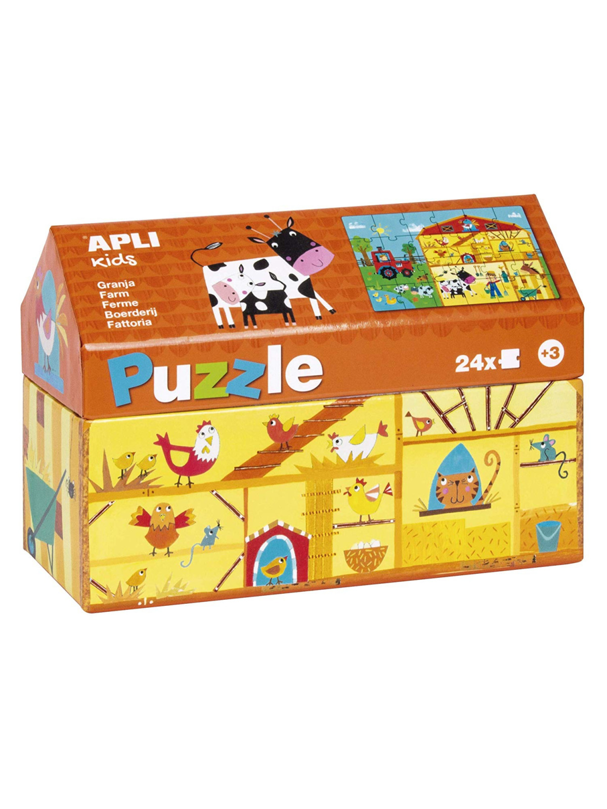 Puzzle w kartonowym domku Apli Kids - Na wsi 3+