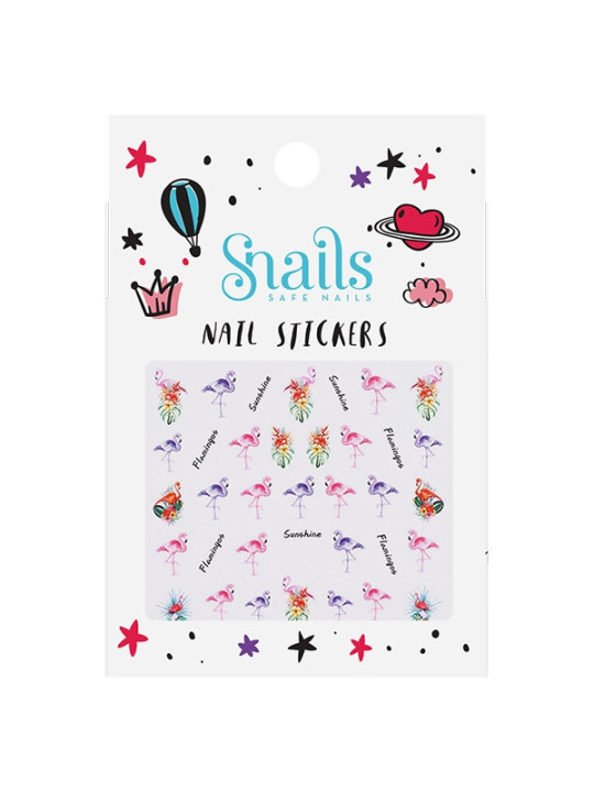 Naklejki na paznokcie dla dzieci Snails - Flamingos