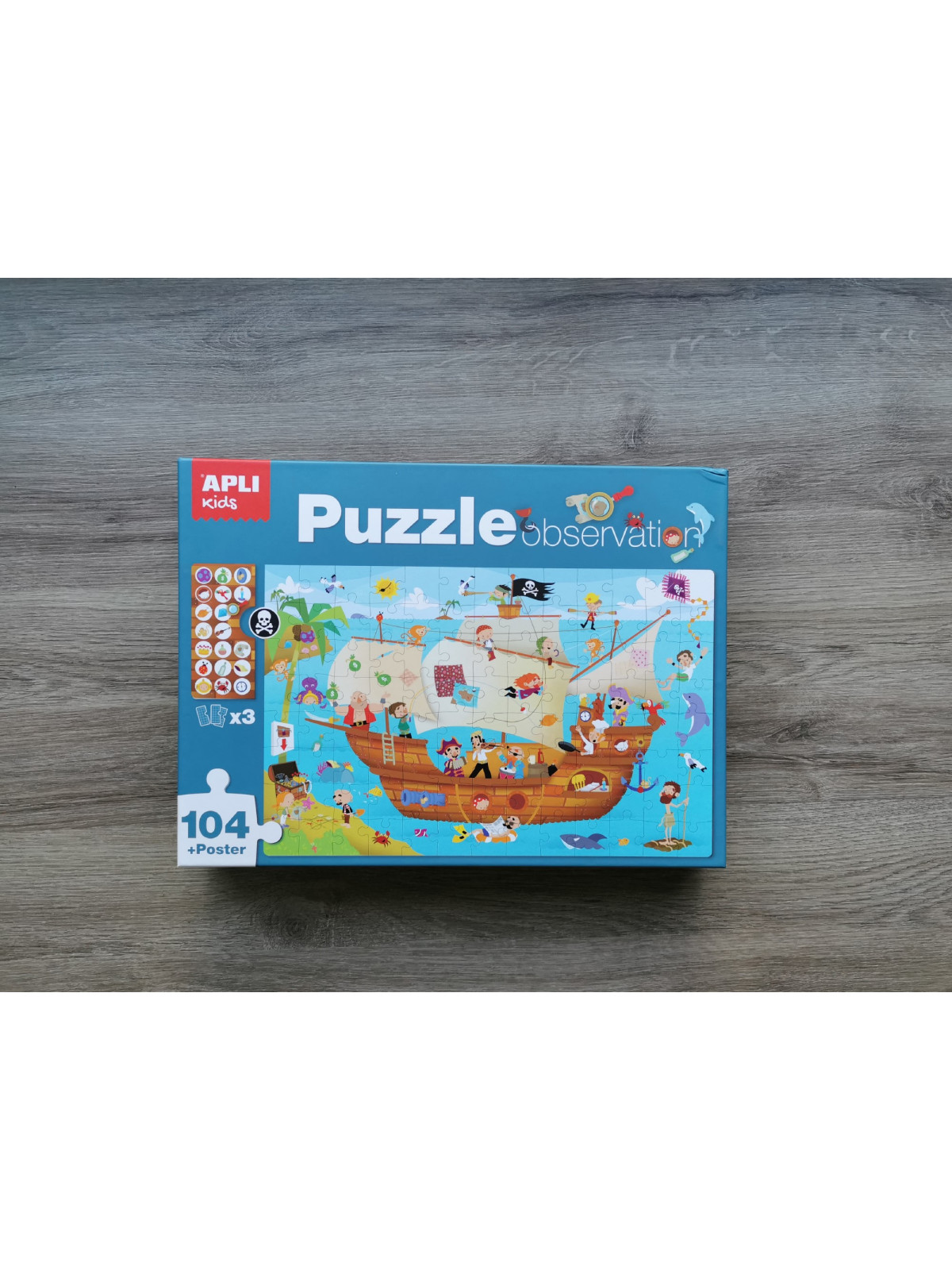 Puzzle obserwacyjne Apli Kids - Statek piratów 104 el.5+