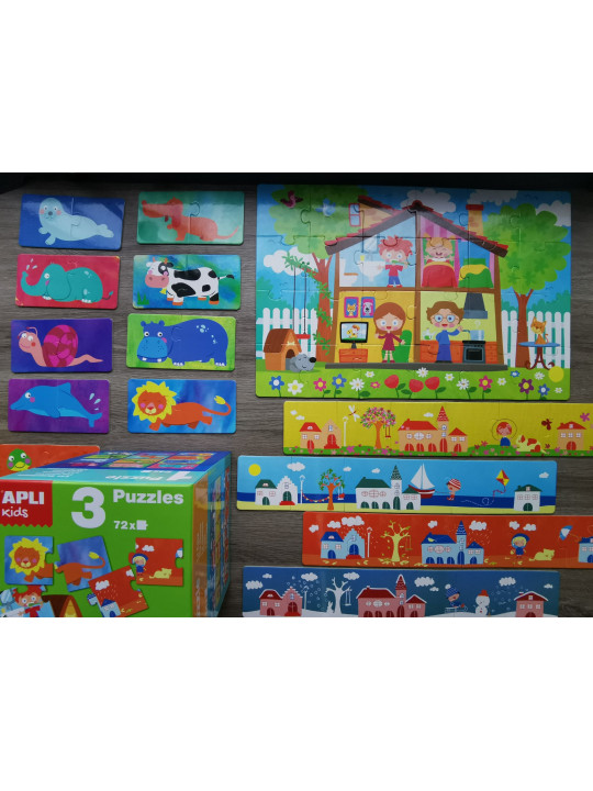 Zestaw Puzzli dla dzieci 3w1 Apli Kids