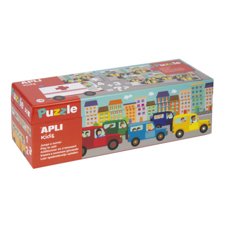 Puzzle do nauki dodawania Apli Kids - Autka 5+