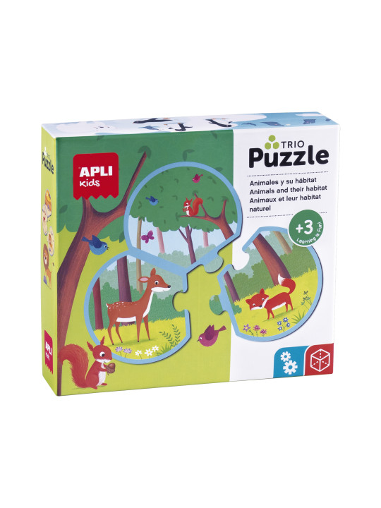 Puzzle trzyczęściowe Apli Kids - Zwierzęta i ich środowisko 3+