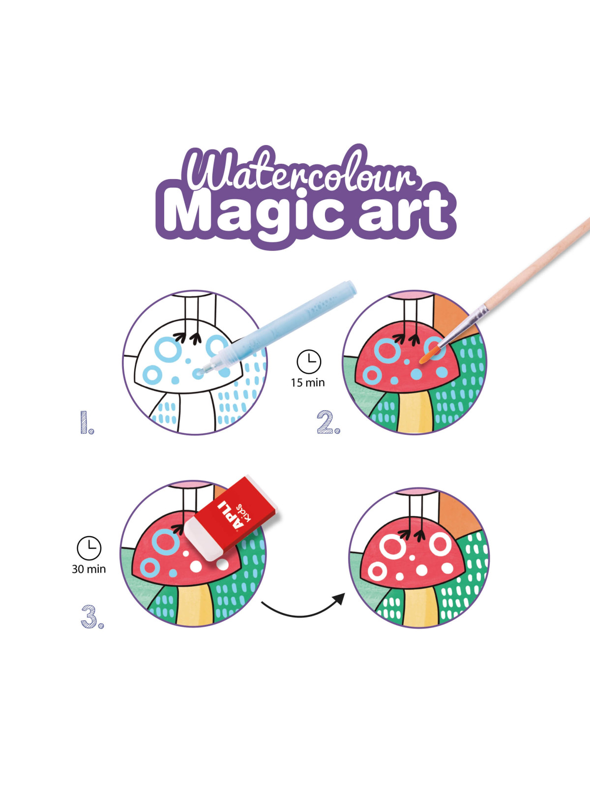 Zestaw artystyczny z akwarelami i magicznym markerem Apli Kids - Magic Art