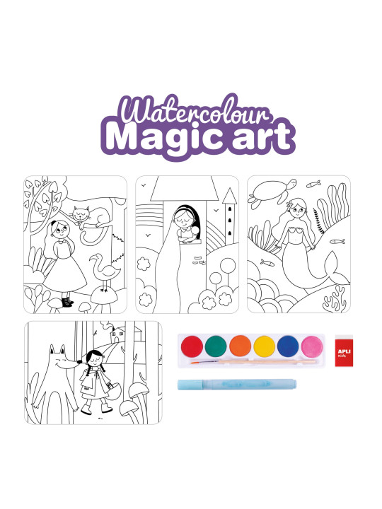 Zestaw artystyczny z akwarelami i magicznym markerem Apli Kids - Magic Art