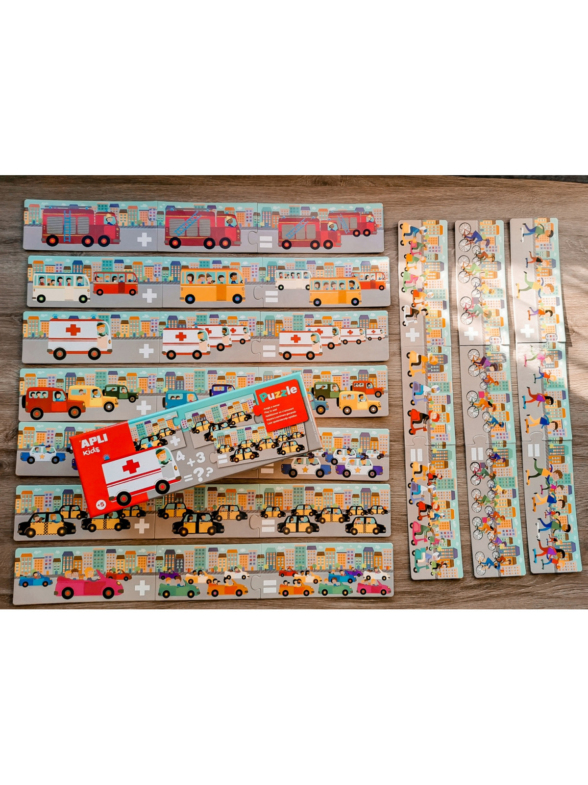 Puzzle do nauki dodawania Apli Kids - Autka 5+