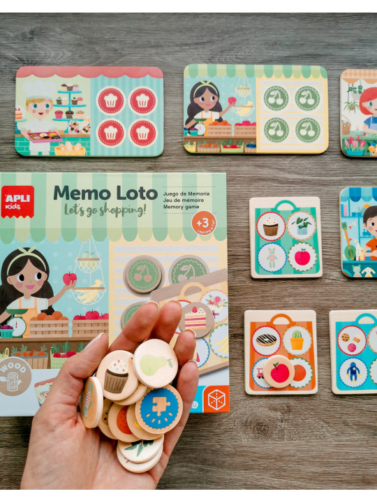 Drewniana gra Apli Kids - Memo Lotto Zakupy