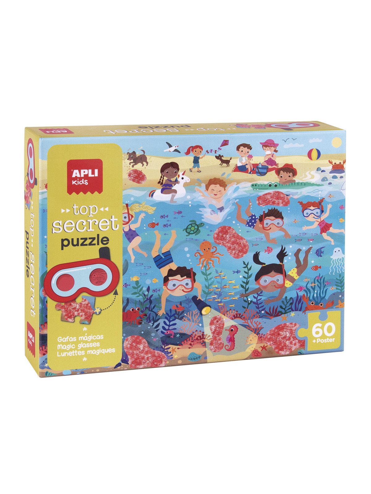 Puzzle z magicznymi okularami Apli Kids - Plaża 4+