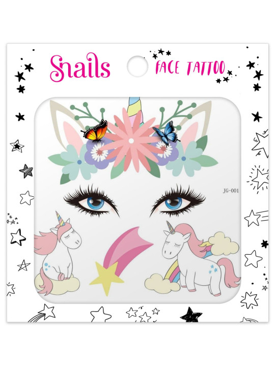 Naklejki na twarz Face Tattoo Snails - Unicorn Crown