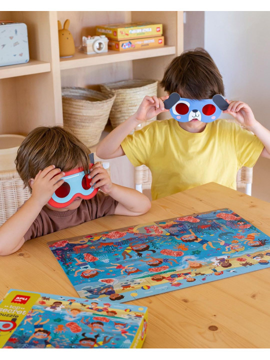 Puzzle z magicznymi okularami Apli Kids - Plaża 4+