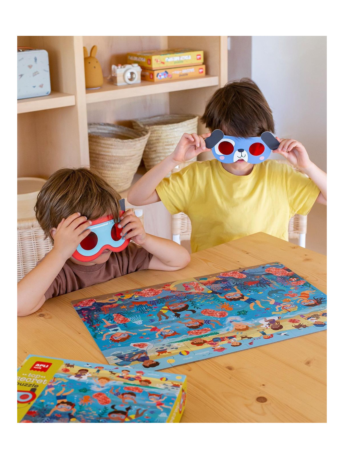 Puzzle z magicznymi okularami Apli Kids - Plaża 4+