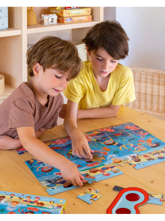 Puzzle z magicznymi okularami Apli Kids - Plaża 4+