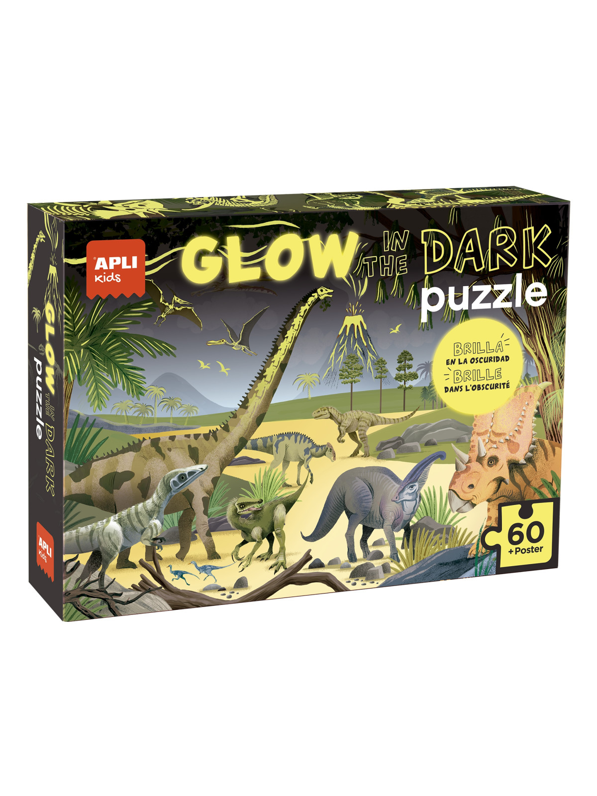 Puzzle świecące w ciemności Apli Kids - Dinozaury 4+