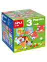 Zestaw Puzzli dla dzieci 3w1 Apli Kids