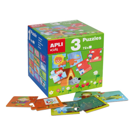 Zestaw Puzzli dla dzieci 3w1 Apli Kids