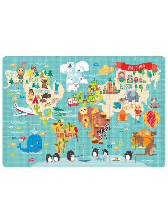 Puzzle XL Apli Kids - Mapa świata 3+