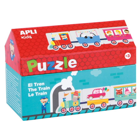 Puzzle w kartonowym domku Apli Kids - Pociąg 3+